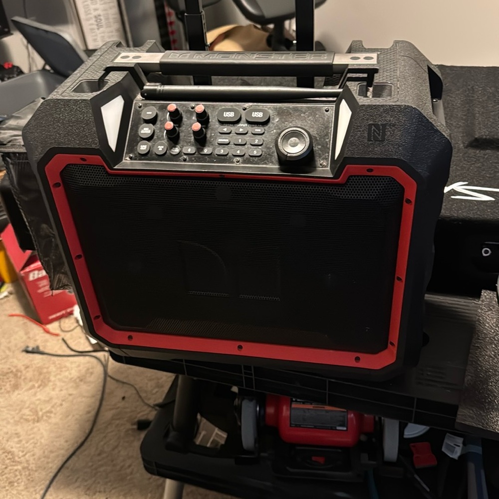 Portable Bluetooth Speaker with Red Accents